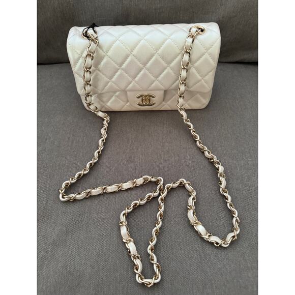 Chanel 21S Iridescent White Mini Flap Rectangle CC Quilted Chain Crossbody Bag - Picture 10 of 16